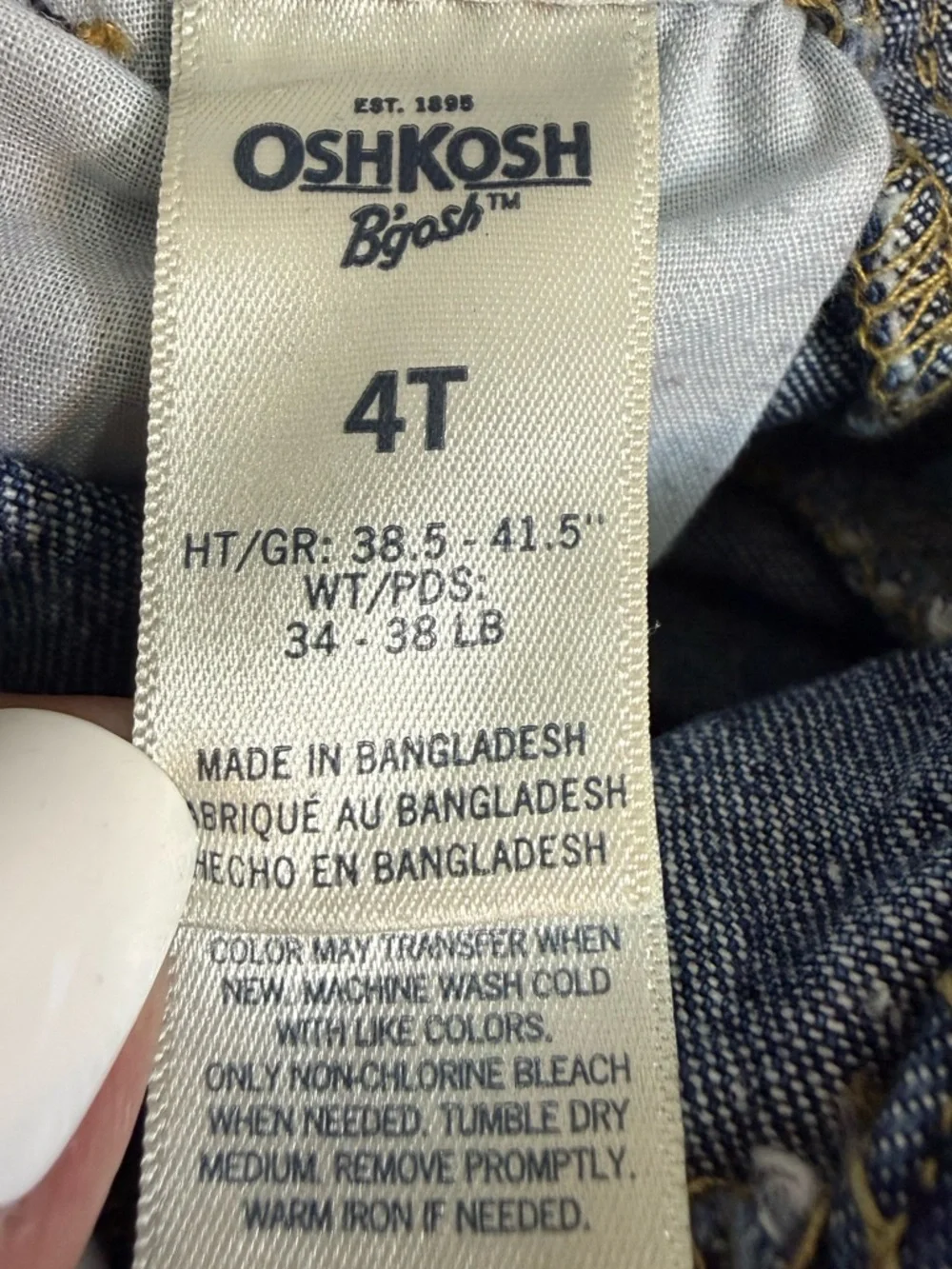 OshKosh B’gosh Classic Denim Overalls - Blue - 4T‎
